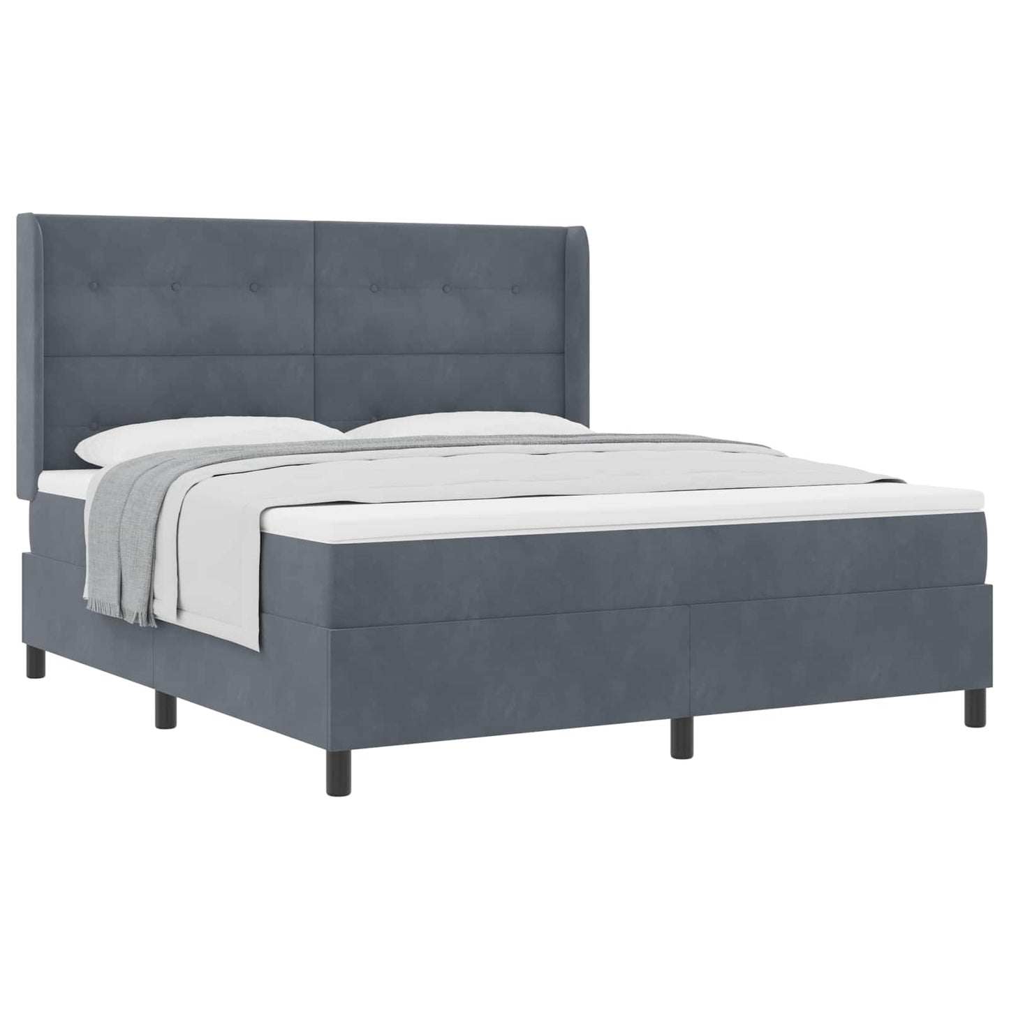vidaXL Κρεβάτι με ελατήρια Σκούρο Γκρι 180 x 200 cm Βελούδο