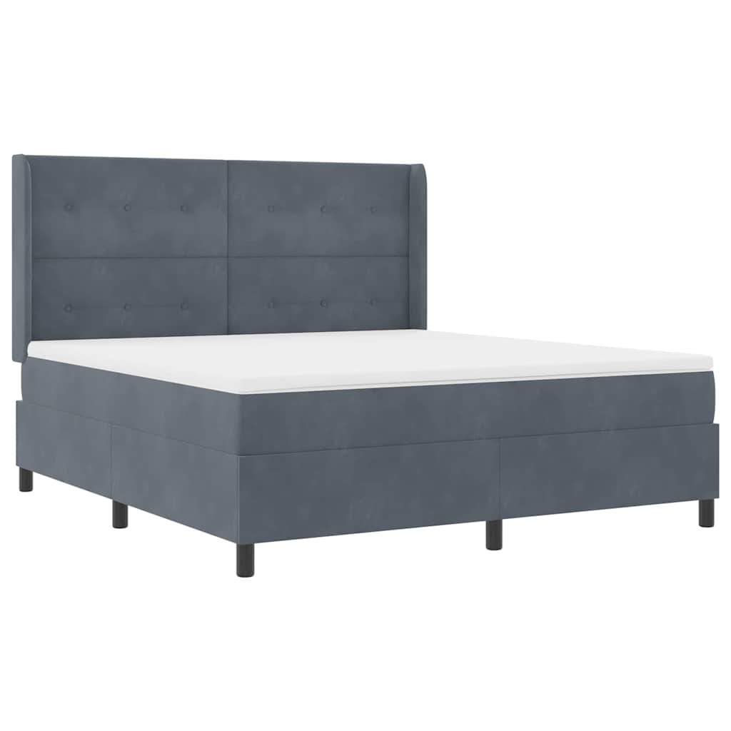 vidaXL Κρεβάτι με ελατήρια Σκούρο Γκρι 180 x 200 cm Βελούδο