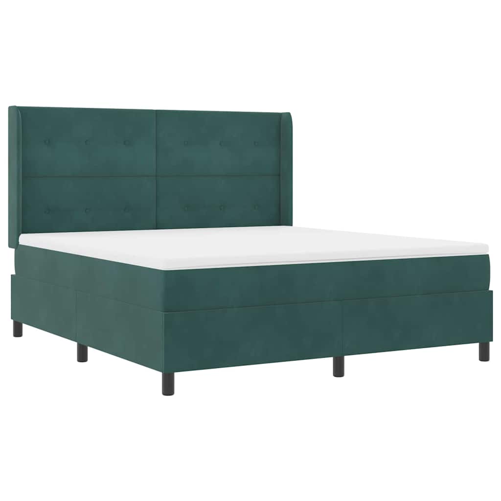 vidaXL Κρεβάτι με ελατήρια Σκούρο Πράσινο 180 x 200 cm Βελούδο