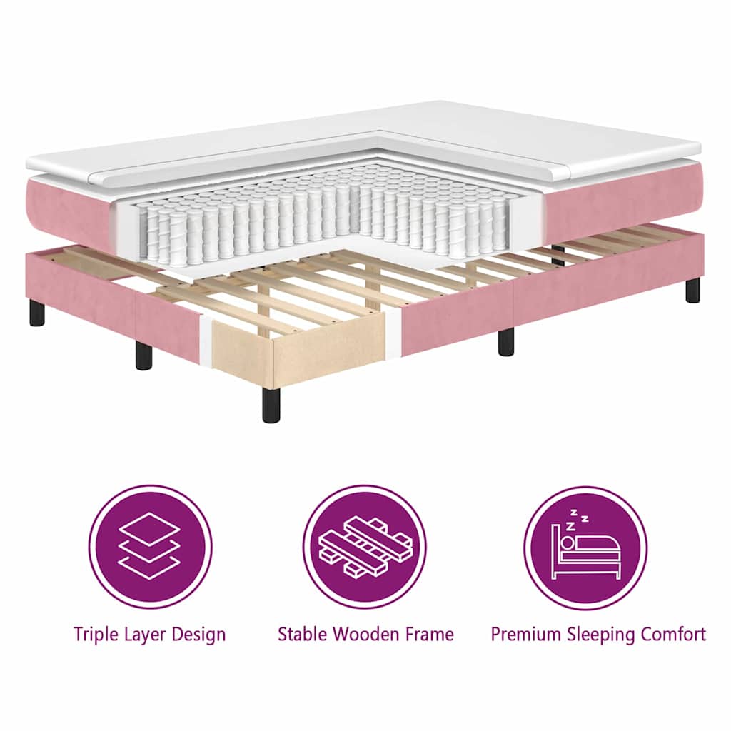 vidaXL Κρεβάτι με ελατήρια με κεφαλάρι Ροζ 180 x 200 cm Βελούδο