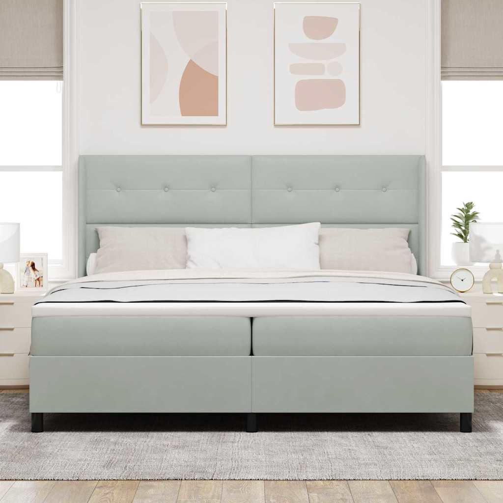 vidaXL Κρεβάτι με ελατήρια Ανοιχτό γκρι 200 x 200 cm Βελούδο