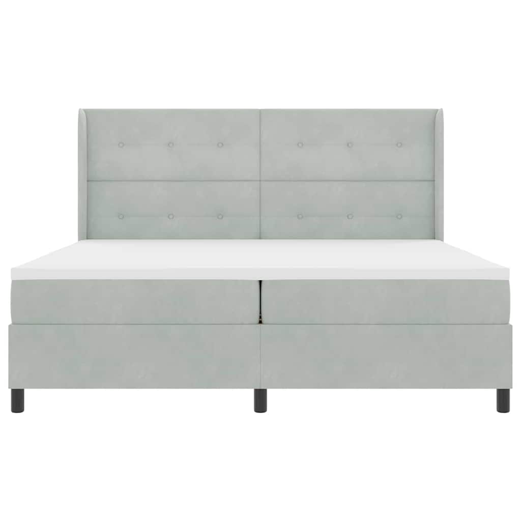 vidaXL Κρεβάτι με ελατήρια Ανοιχτό γκρι 200 x 200 cm Βελούδο