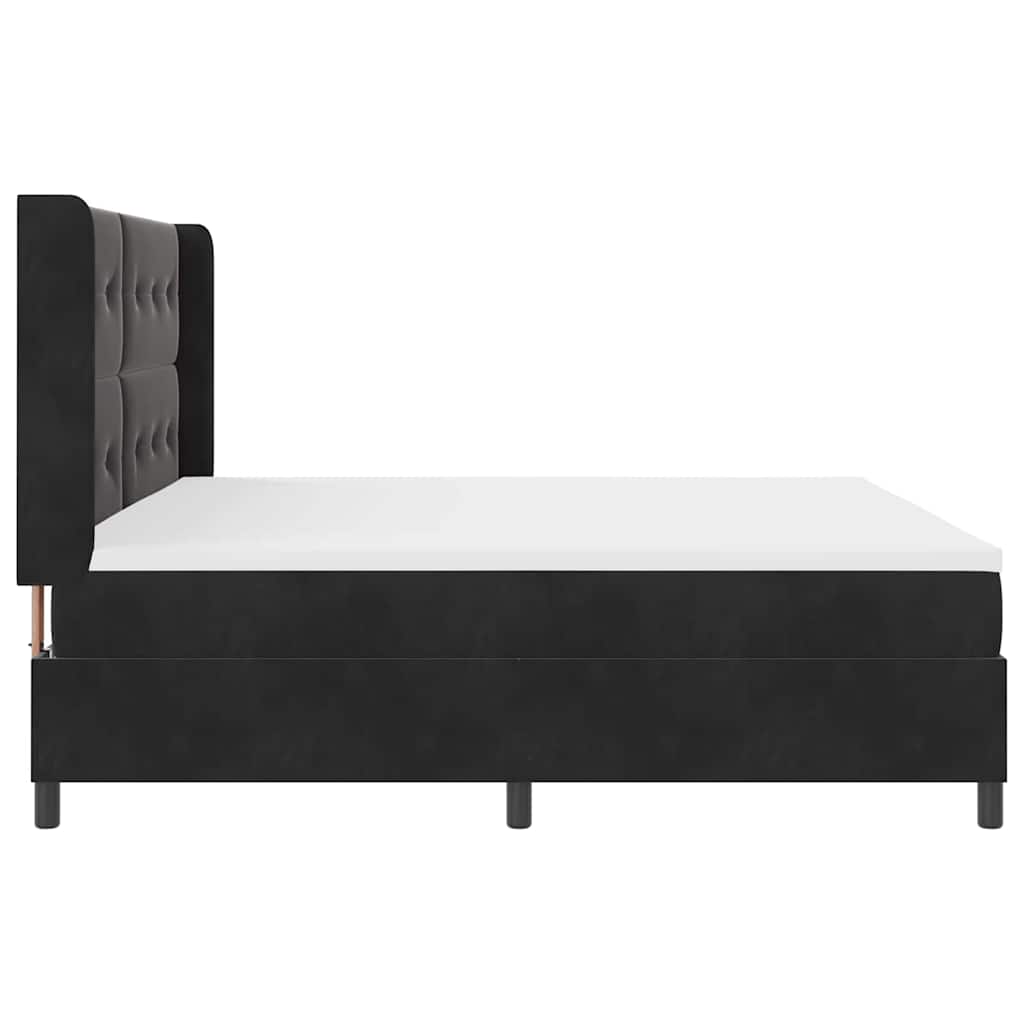 vidaXL Κρεβάτι με ελατήρια με κεφαλάρι Μαύρο 200 x 200 cm Βελούδο
