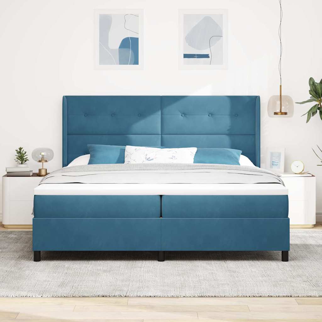 vidaXL Κρεβάτι με ελατήρια με κεφαλάρι Μπλε 100 x 200 cm Βελούδο