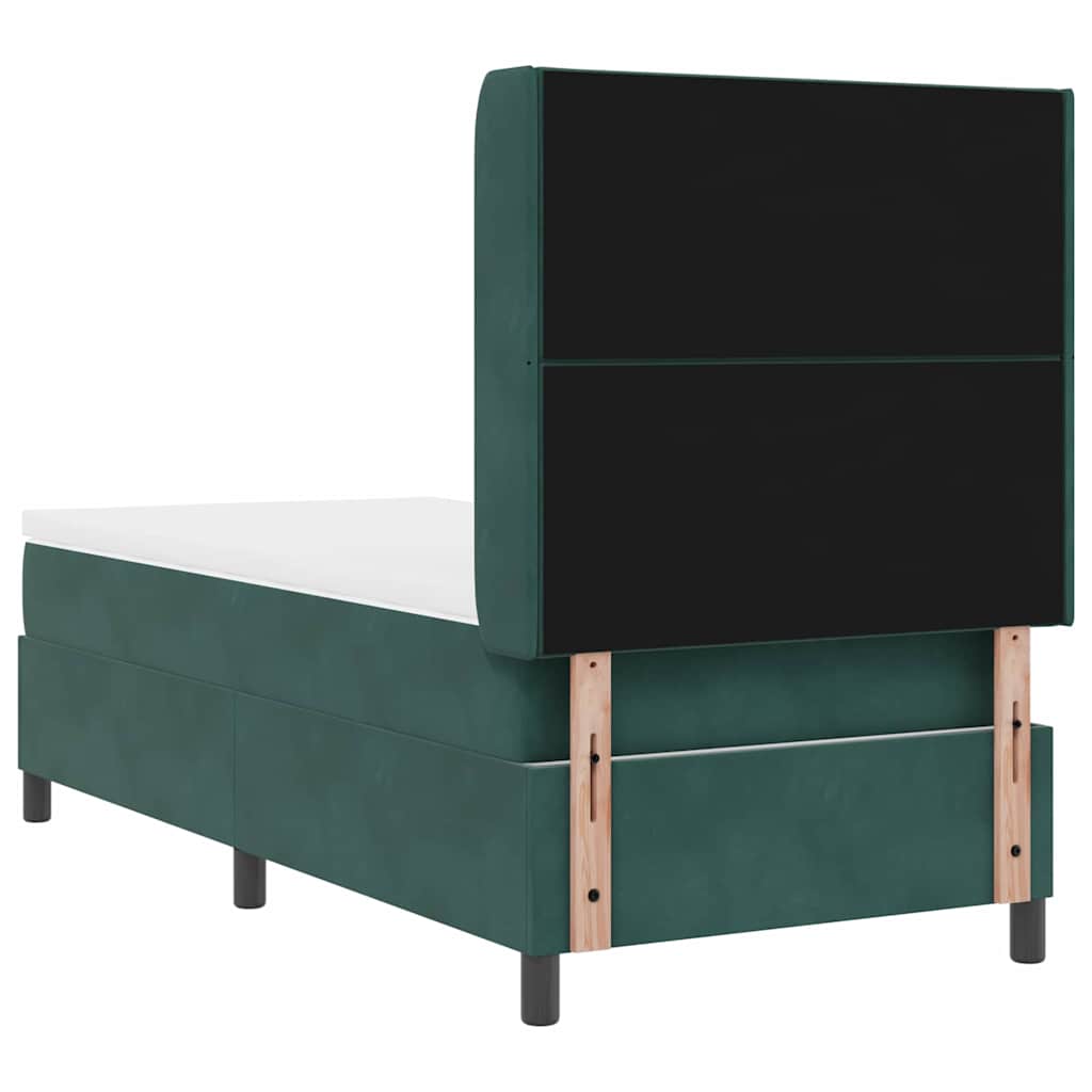 vidaXL Κρεβάτι με ελατήρια Σκούρο Πράσινο 90 x 190 cm Βελούδο