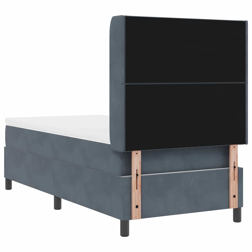 vidaXL Κρεβάτι με ελατήρια Σκούρο Γκρι 100 x 200 cm Βελούδο