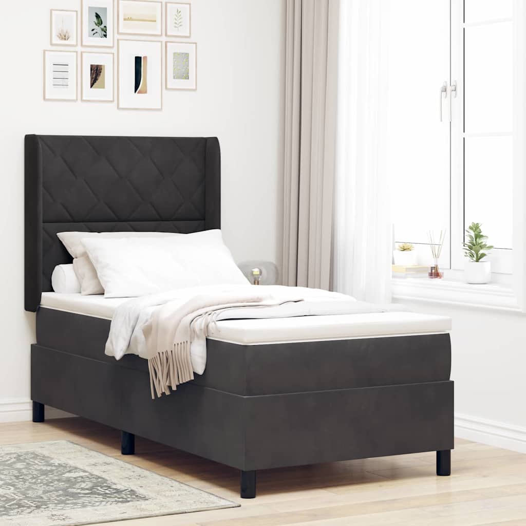 vidaXL Κρεβάτι με ελατήρια με κεφαλάρι Μαύρο 100 x 200 cm Βελούδο