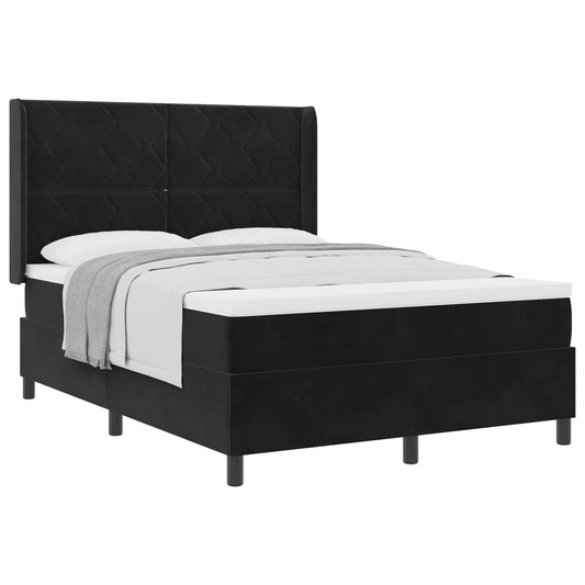 vidaXL Κρεβάτι με ελατήρια με κεφαλάρι Μαύρο 140 x 190 cm Βελούδο