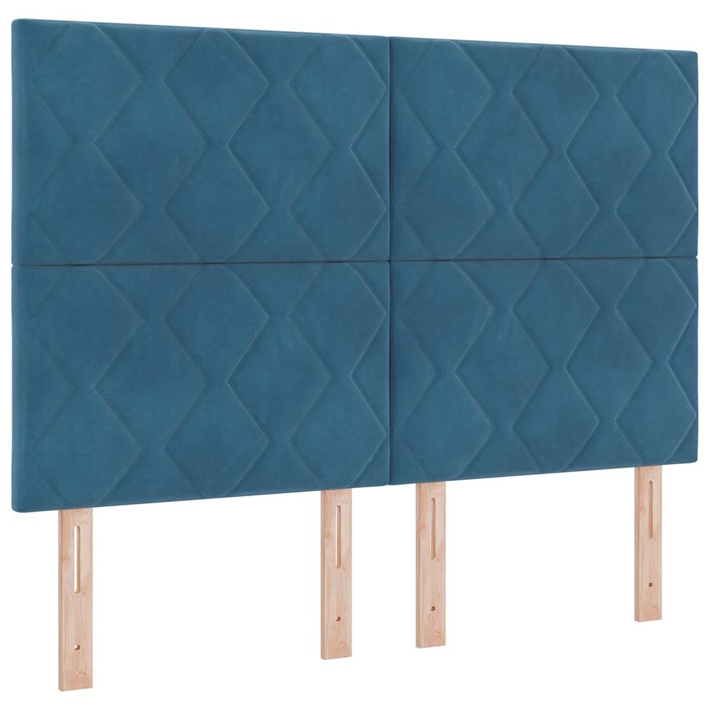 vidaXL Κρεβάτι με ελατήρια με κεφαλάρι Μπλε 140 x 190 cm Βελούδο
