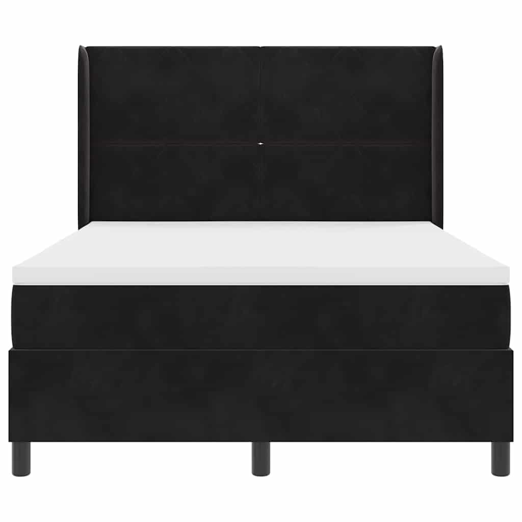 vidaXL Κρεβάτι με ελατήρια με κεφαλάρι Μαύρο 140 x 200 cm Βελούδο