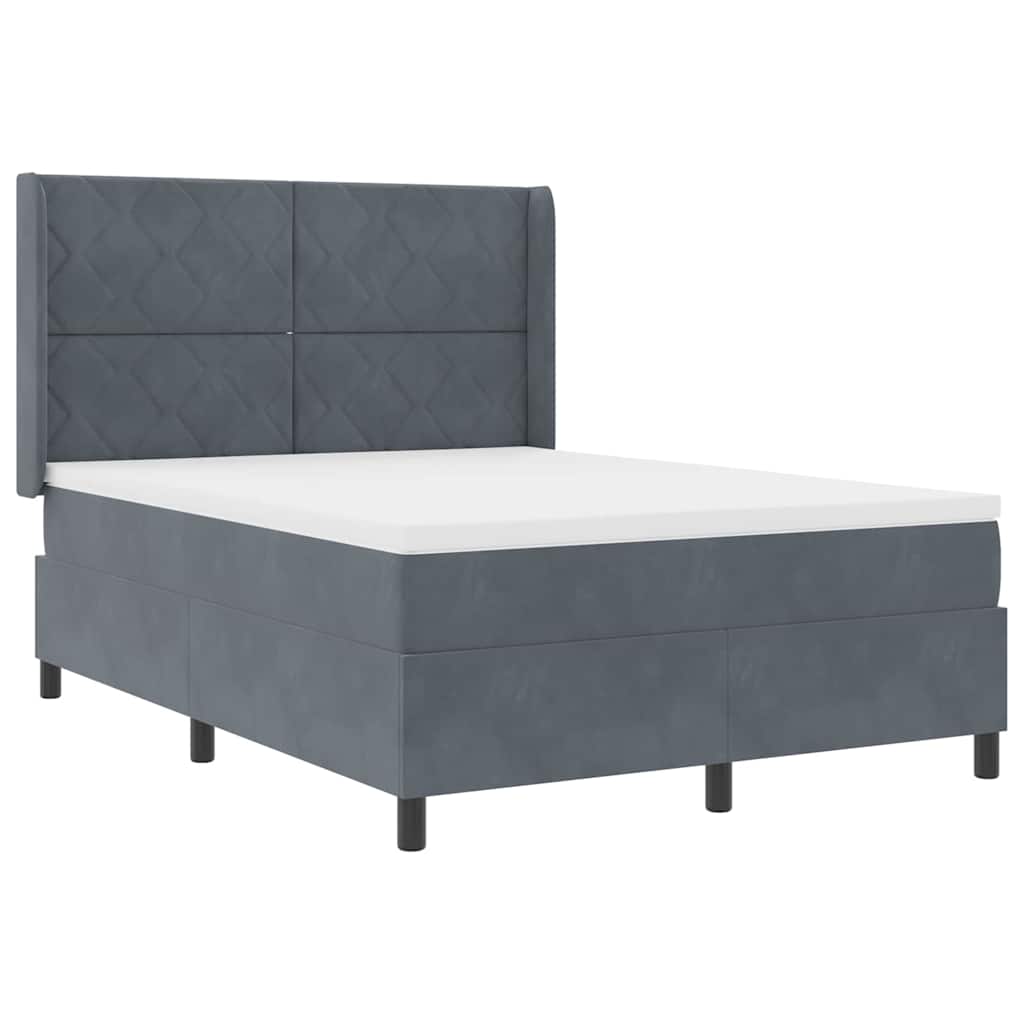 vidaXL Κρεβάτι με ελατήρια Σκούρο Γκρι 160 x 200 cm Βελούδο