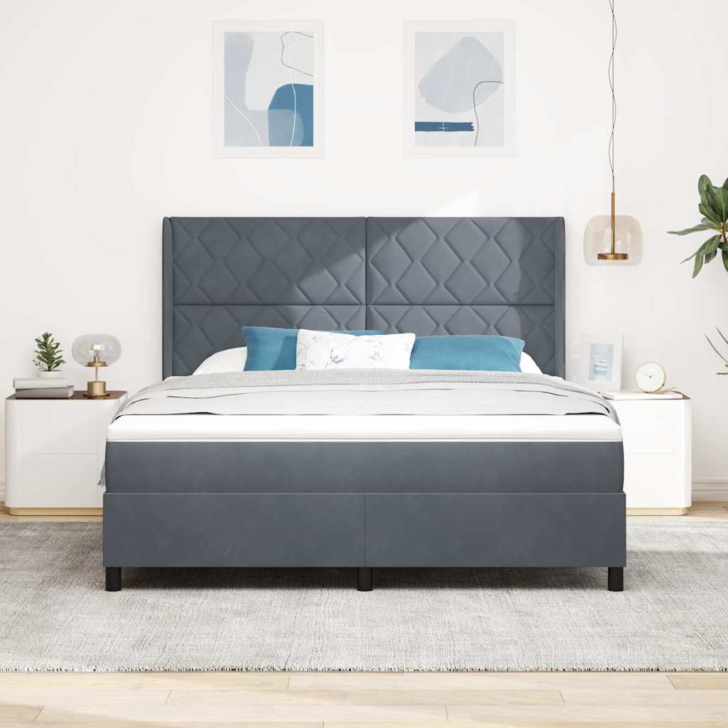 vidaXL Κρεβάτι με ελατήρια Σκούρο Γκρι 180 x 200 cm Βελούδο