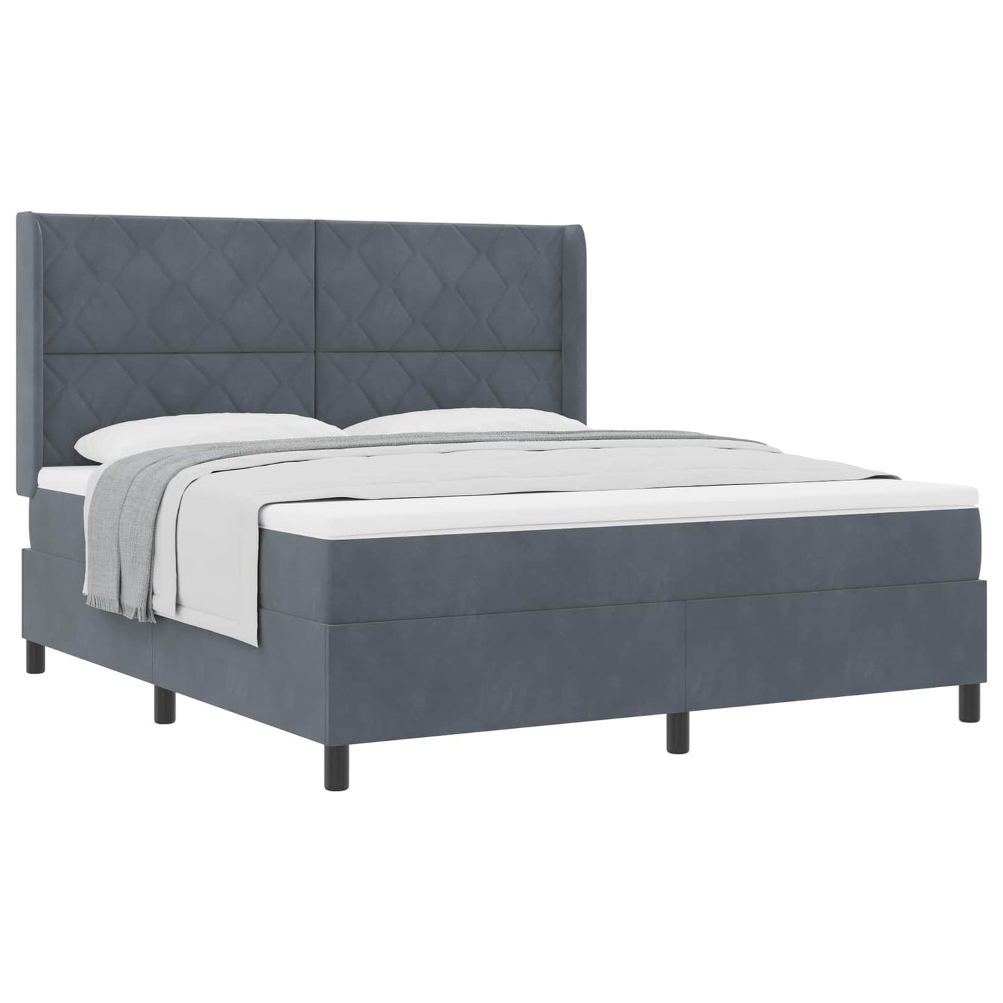 vidaXL Κρεβάτι με ελατήρια Σκούρο Γκρι 180 x 200 cm Βελούδο