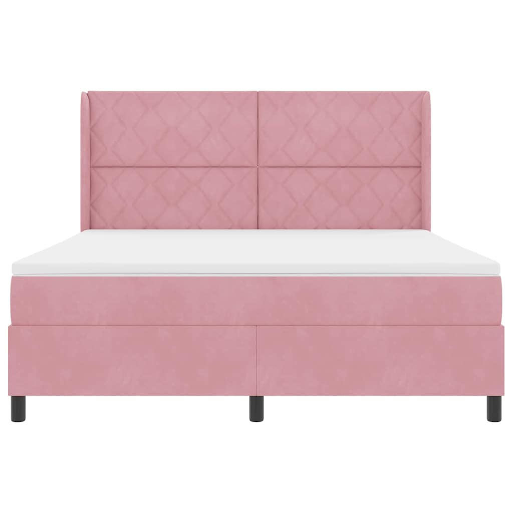vidaXL Κρεβάτι με ελατήρια με κεφαλάρι Ροζ 180 x 200 cm Βελούδο