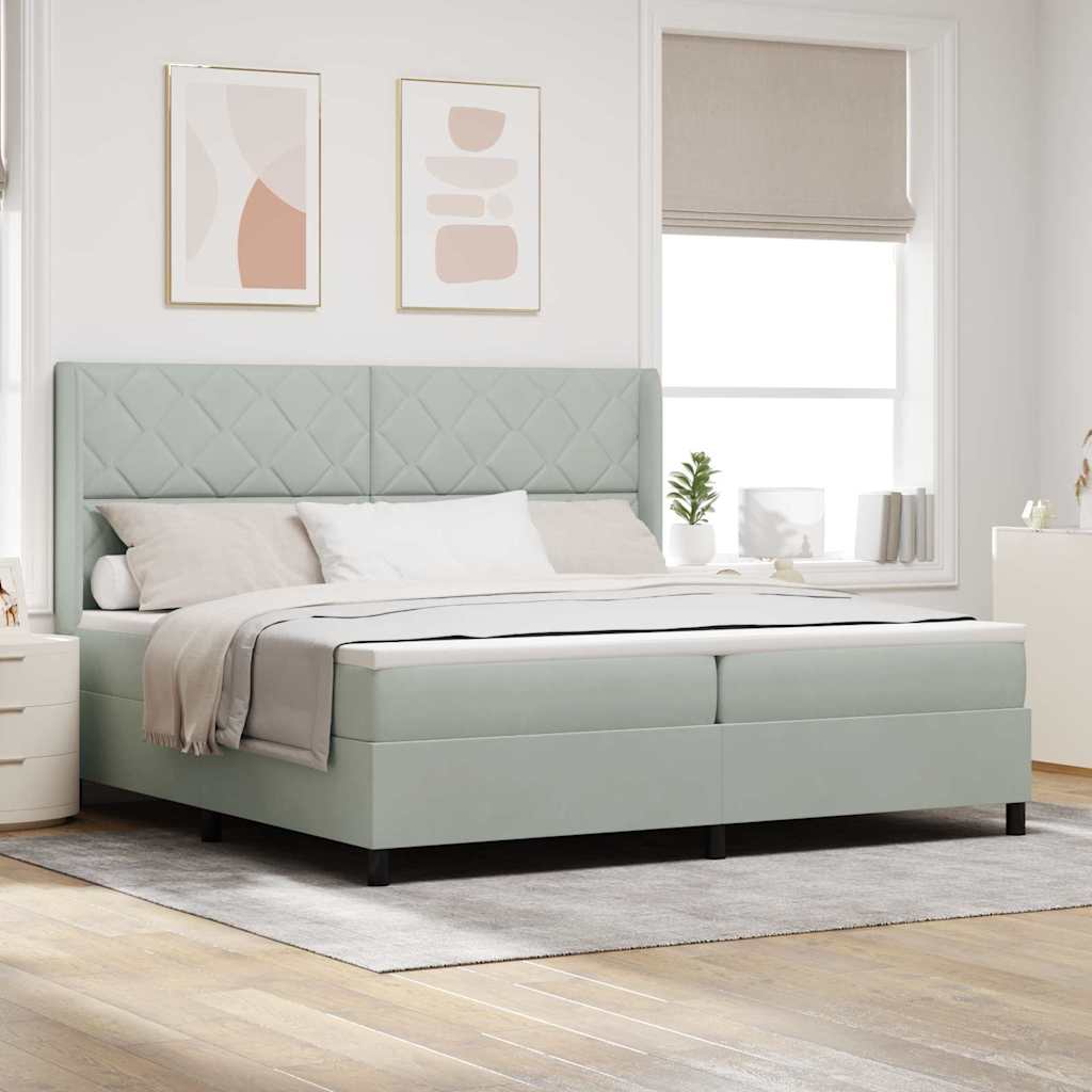 vidaXL Κρεβάτι με ελατήρια Ανοιχτό γκρι 200 x 200 cm Βελούδο