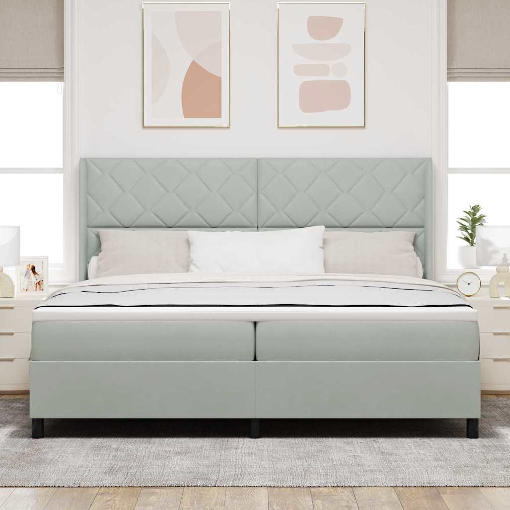 vidaXL Κρεβάτι με ελατήρια Ανοιχτό γκρι 200 x 200 cm Βελούδο