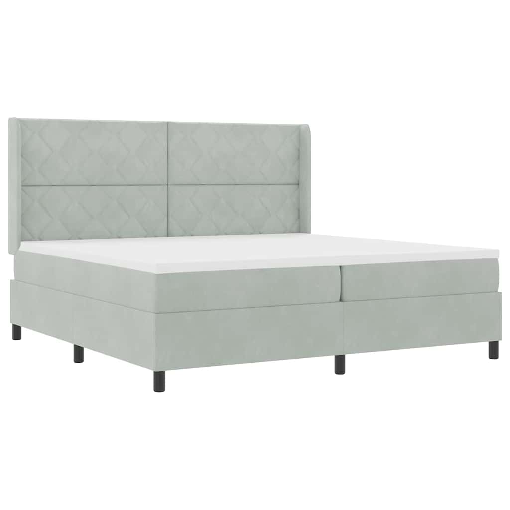 vidaXL Κρεβάτι με ελατήρια Ανοιχτό γκρι 200 x 200 cm Βελούδο
