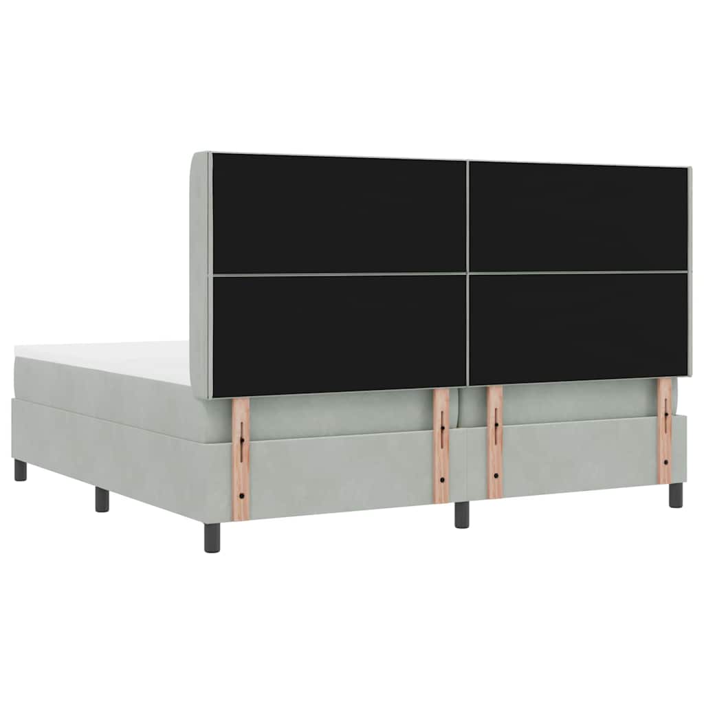 vidaXL Κρεβάτι με ελατήρια Ανοιχτό γκρι 200 x 200 cm Βελούδο