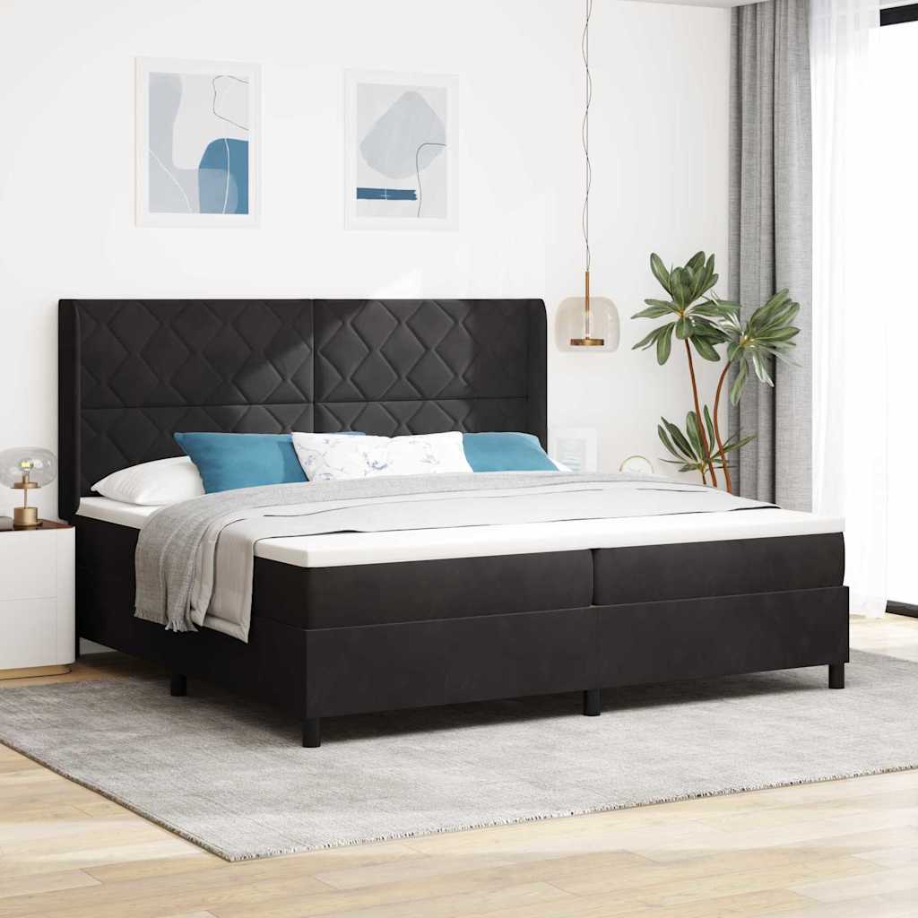 vidaXL Κρεβάτι με ελατήρια με κεφαλάρι Μαύρο 200 x 200 cm Βελούδο
