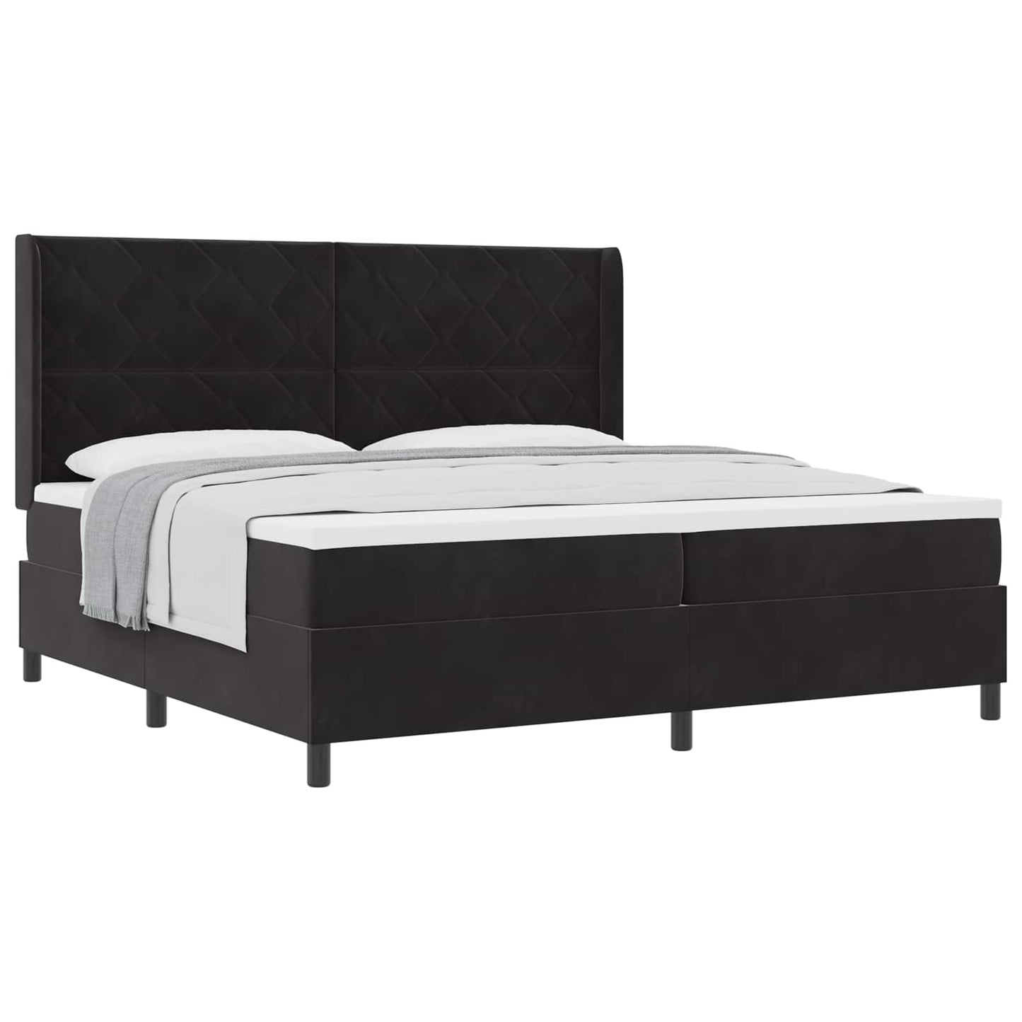 vidaXL Κρεβάτι με ελατήρια με κεφαλάρι Μαύρο 200 x 200 cm Βελούδο