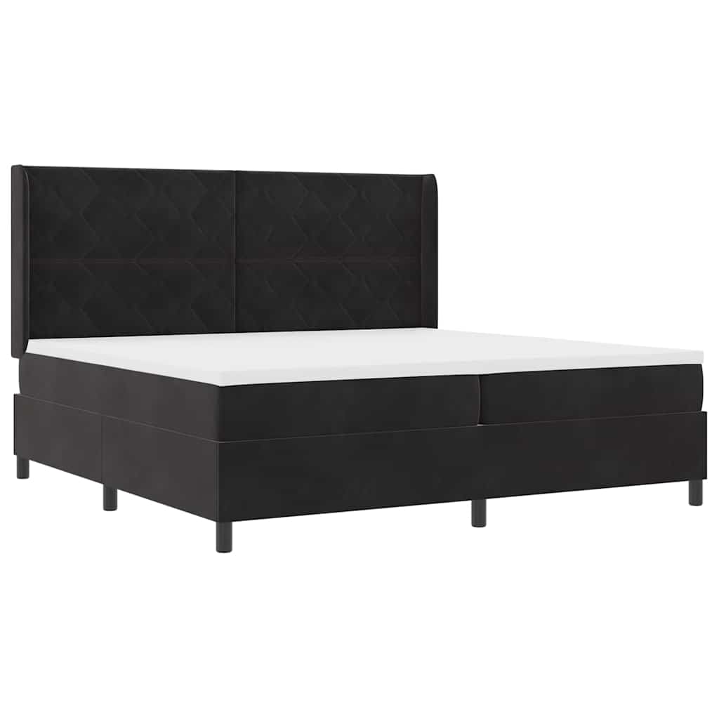 vidaXL Κρεβάτι με ελατήρια με κεφαλάρι Μαύρο 200 x 200 cm Βελούδο