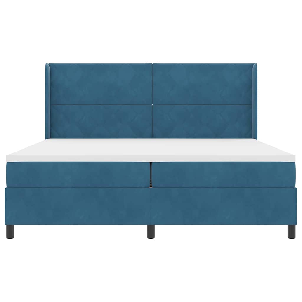 vidaXL Κρεβάτι με ελατήρια με κεφαλάρι Μπλε 200 x 200 cm Βελούδο