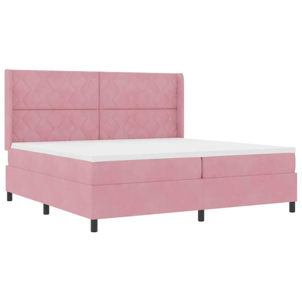 vidaXL Κρεβάτι με ελατήρια με κεφαλάρι Ροζ 200 x 200 cm Βελούδο