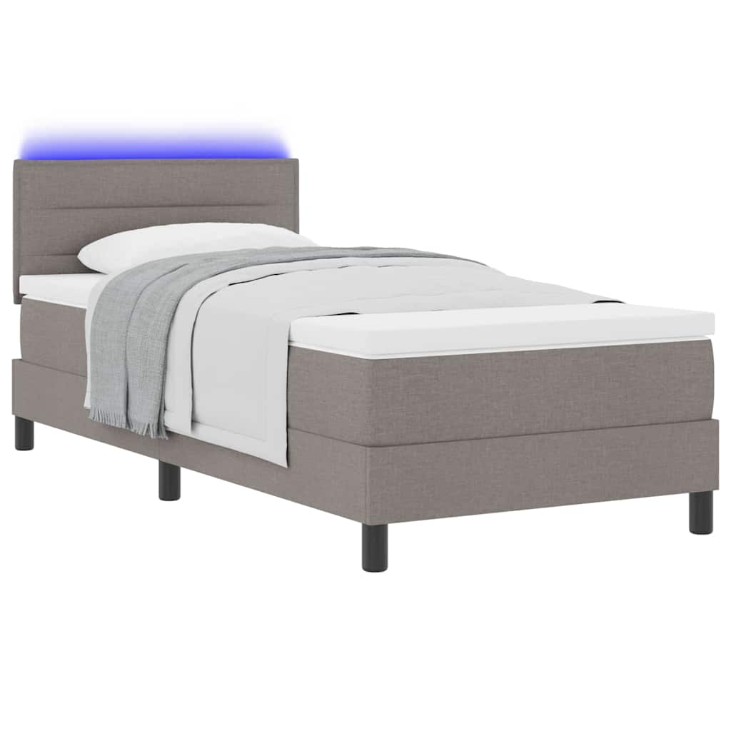 vidaXL Κρεβάτι με ελατήρια με στρώμα με led Taupe 80 x 200 cm ύφασμα