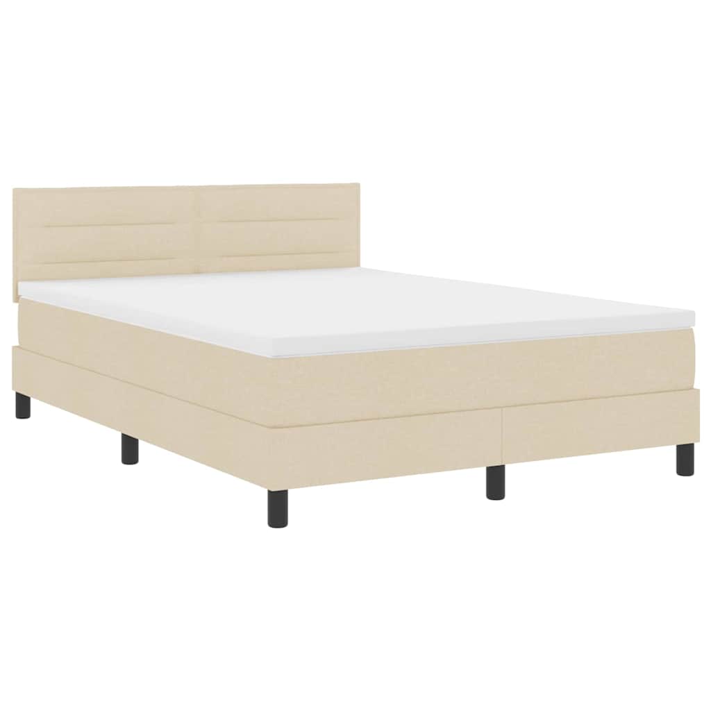 vidaXL Κρεβάτι με ελατήρια με στρώμα με led Κρεμ 140 x 190 cm ύφασμα