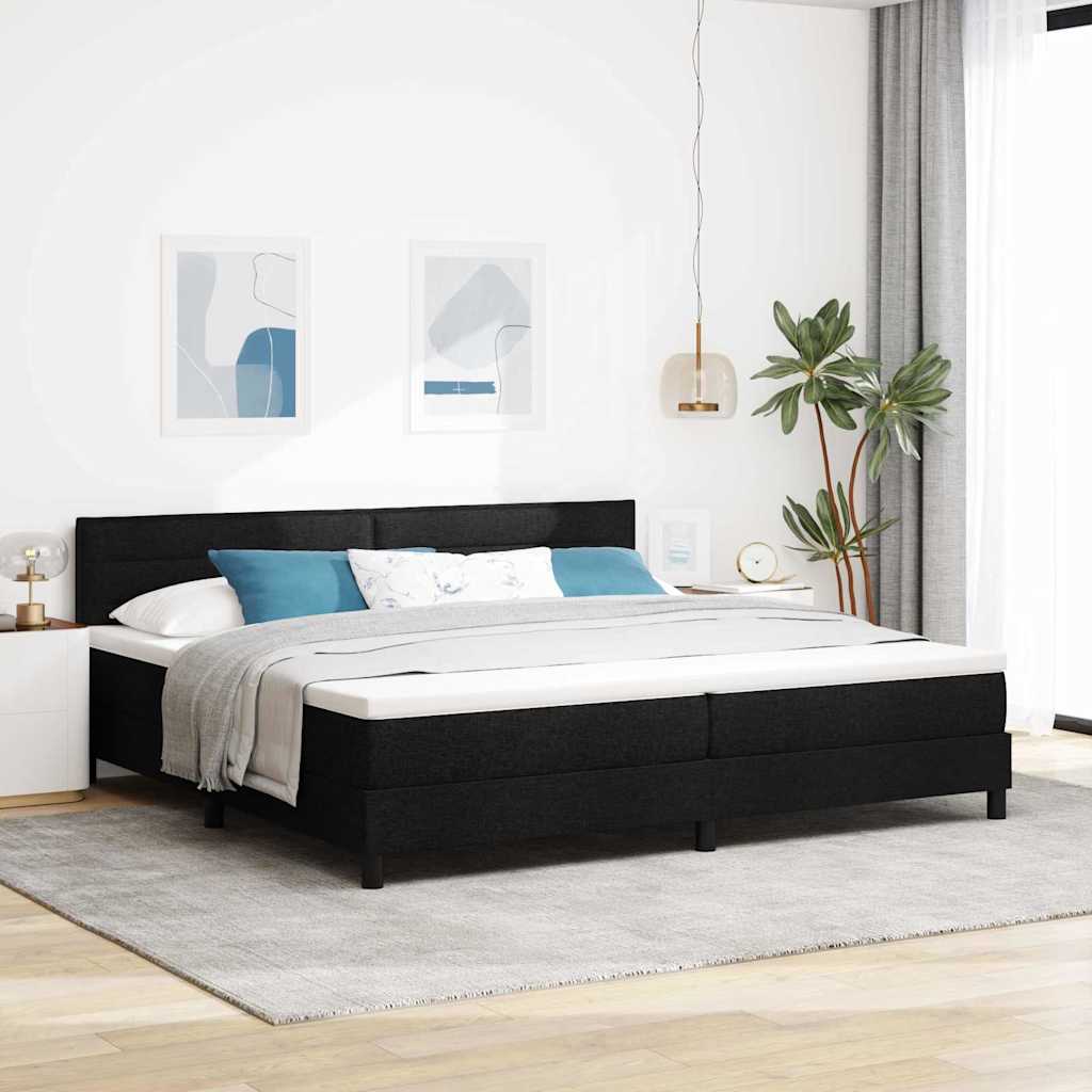 vidaXL Κρεβάτι με ελατήρια με στρώμα με led Μαύρο 200 x 200 cm ύφασμα