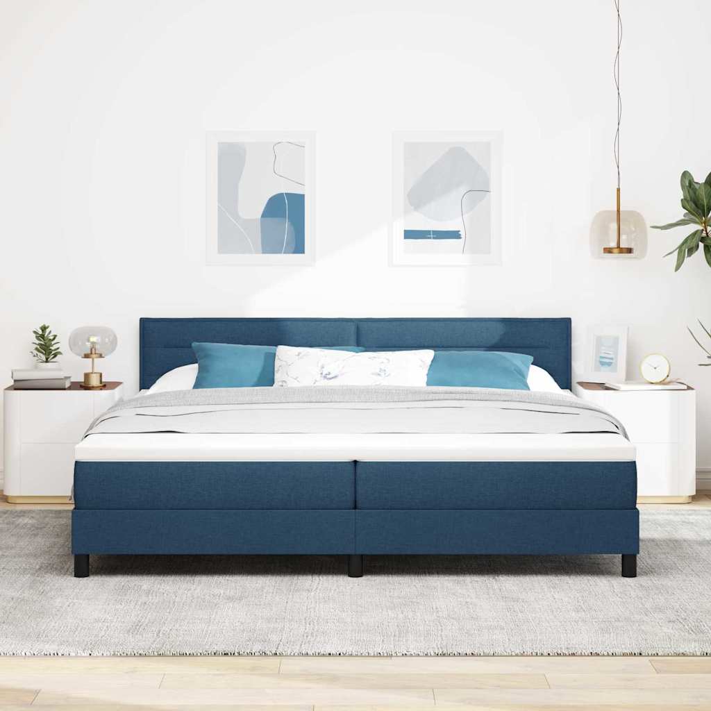 vidaXL Κρεβάτι με ελατήρια με στρώμα με led Μπλε 200 x 200 cm ύφασμα