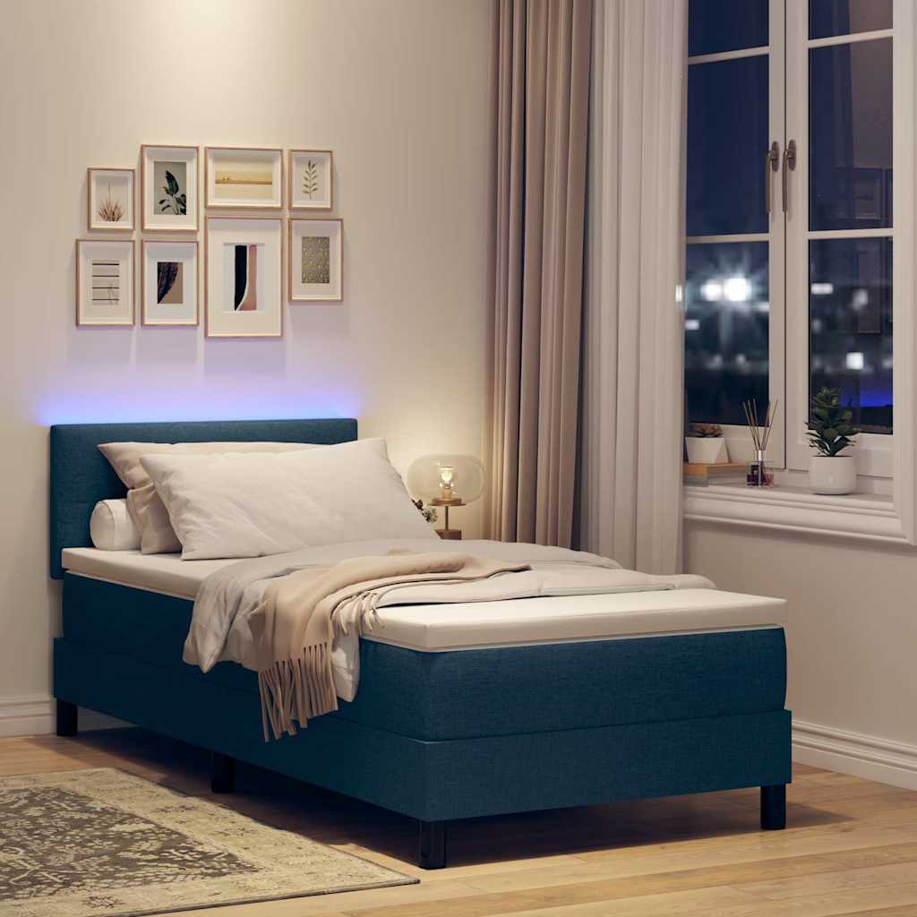 vidaXL Κρεβάτι με ελατήρια με μαξιλάρι Μπλε 80 x 200 cm ύφασμα