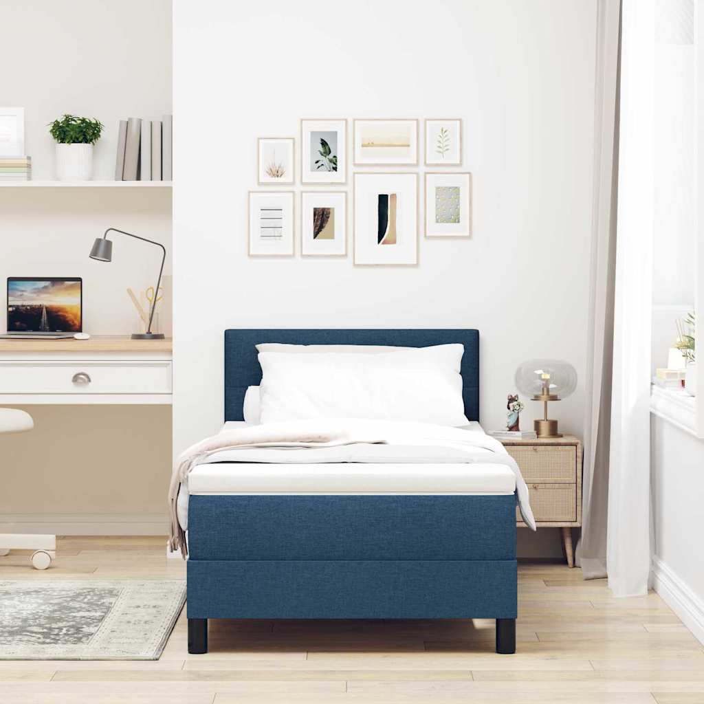 vidaXL Κρεβάτι με ελατήρια με μαξιλάρι Μπλε 80 x 200 cm ύφασμα