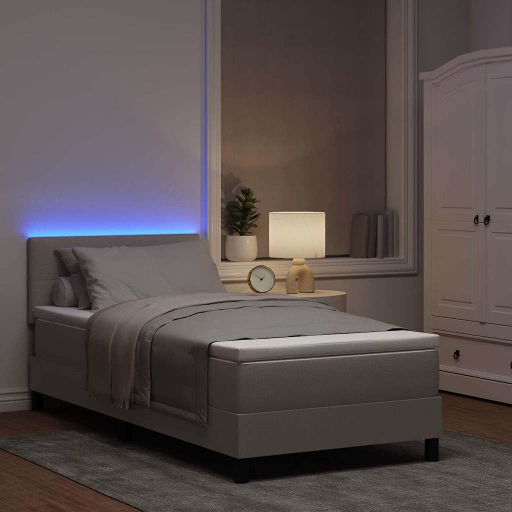 vidaXL Κρεβάτι με ελατήρια με κεφαλάρι Taupe 90 x 190 cm ύφασμα