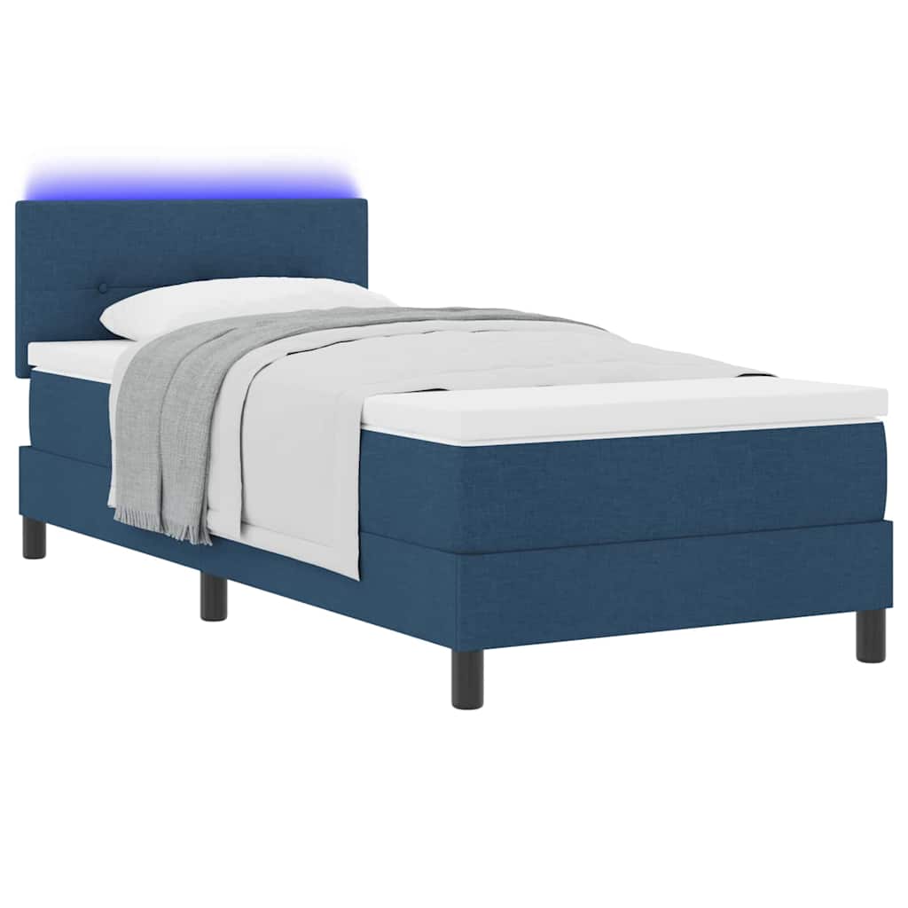 vidaXL Κρεβάτι με ελατήρια με κεφαλάρι Μπλε 90 x 190 cm ύφασμα