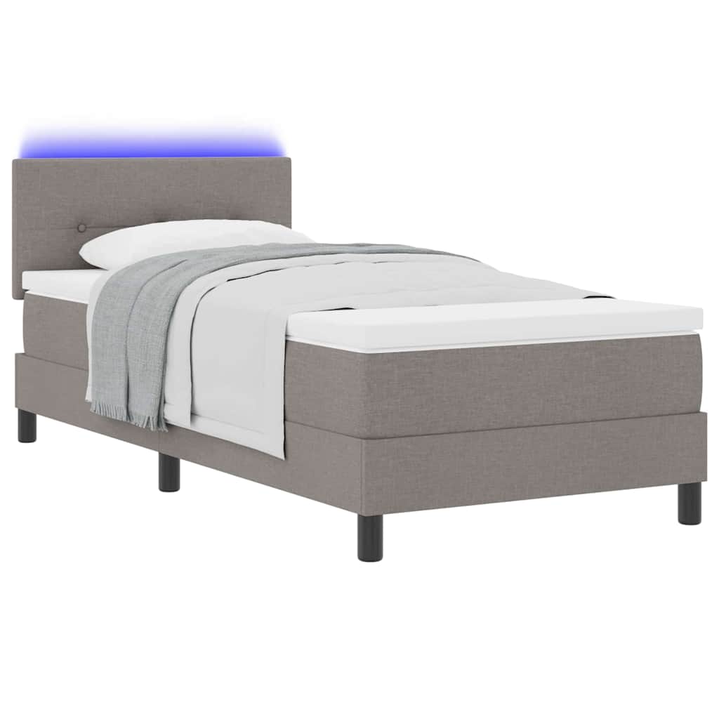vidaXL Κρεβάτι με ελατήρια με κεφαλάρι Taupe 90 x 200 cm ύφασμα