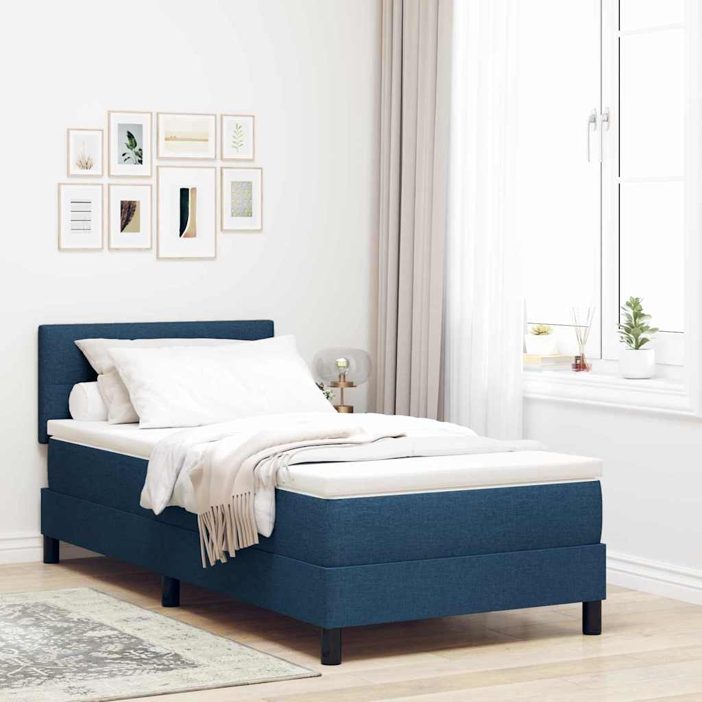 vidaXL Κρεβάτι με ελατήρια με κεφαλάρι Μπλε 90 x 200 cm ύφασμα