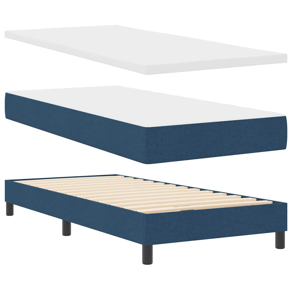 vidaXL Κρεβάτι με ελατήρια με κεφαλάρι Μπλε 90 x 200 cm ύφασμα