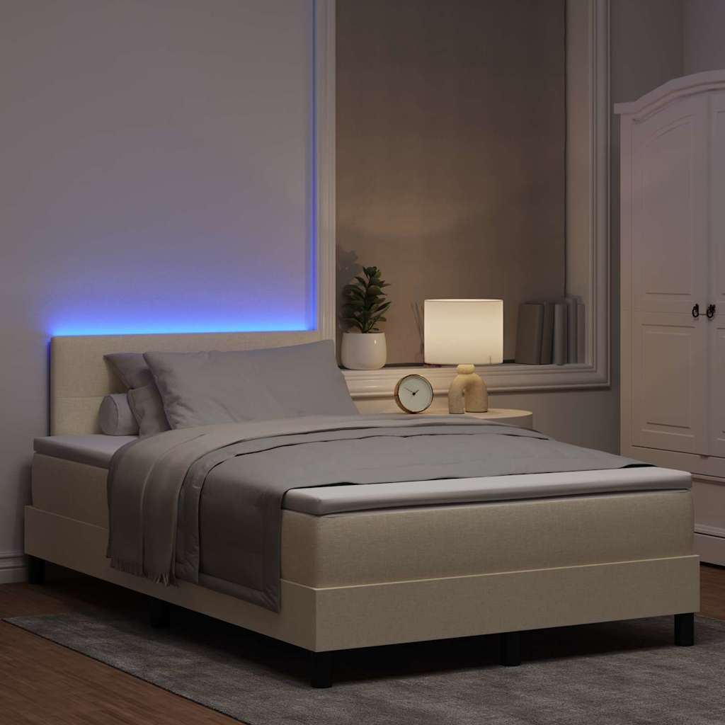 vidaXL Κρεβάτι με ελατήρια με κεφαλάρι Κρεμ 120 x 190 cm ύφασμα