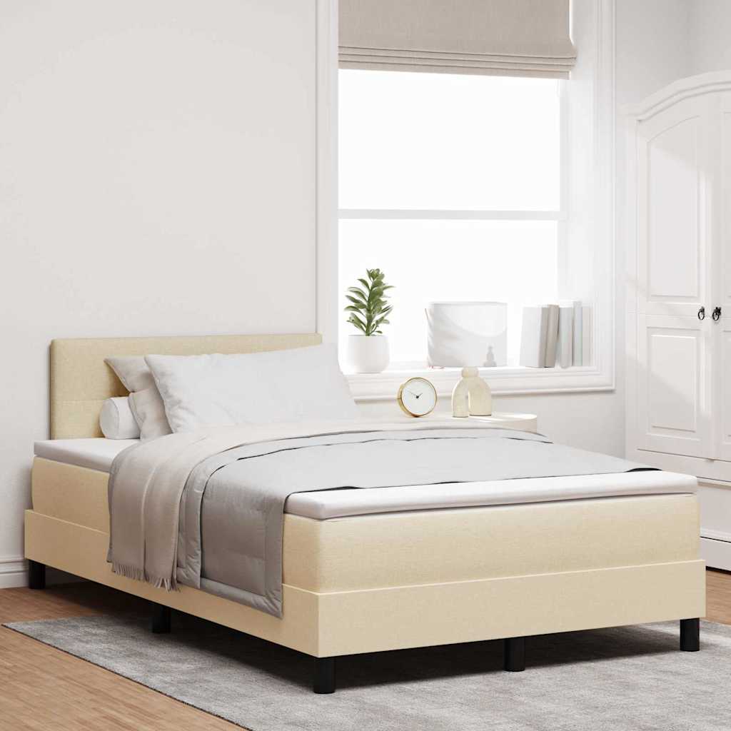 vidaXL Κρεβάτι με ελατήρια με κεφαλάρι Κρεμ 120 x 190 cm ύφασμα