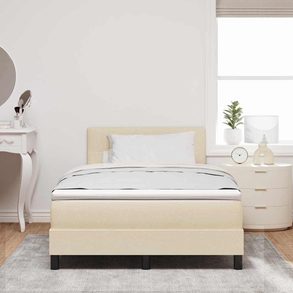 vidaXL Κρεβάτι με ελατήρια με κεφαλάρι Κρεμ 120 x 190 cm ύφασμα