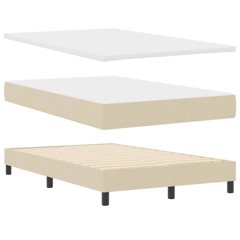 vidaXL Κρεβάτι με ελατήρια με κεφαλάρι Κρεμ 120 x 190 cm ύφασμα