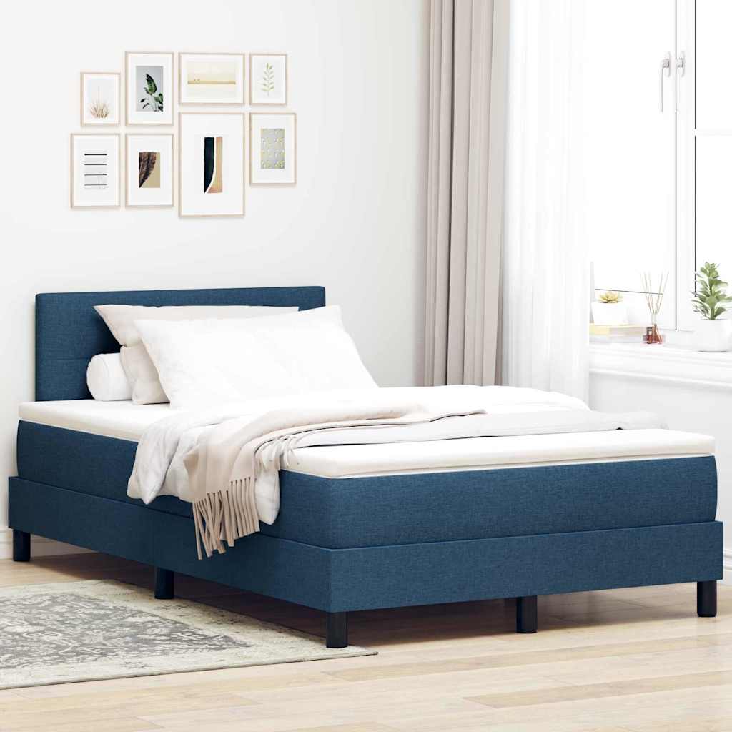 vidaXL Κρεβάτι με ελατήρια με μαξιλάρι Μπλε 120 x 200 cm ύφασμα
