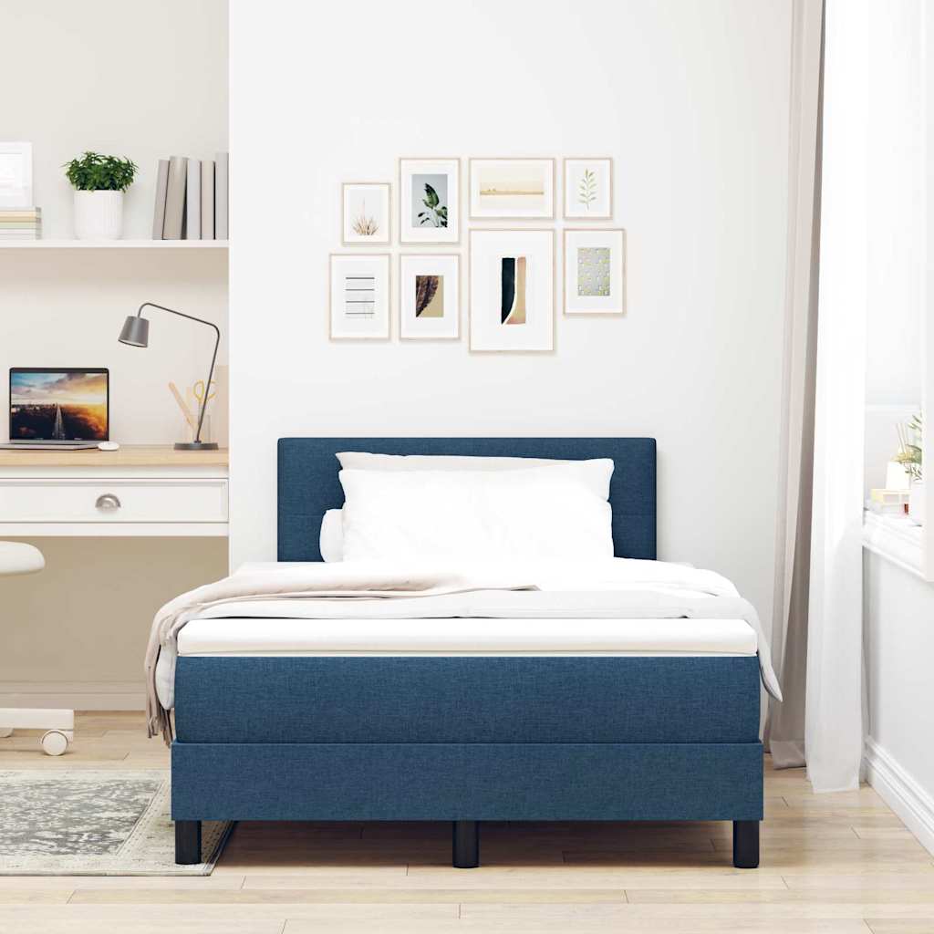 vidaXL Κρεβάτι με ελατήρια με μαξιλάρι Μπλε 120 x 200 cm ύφασμα