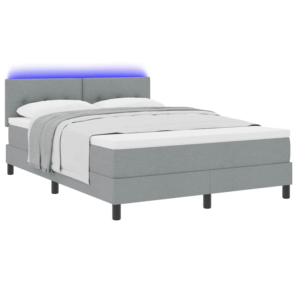 vidaXL Κρεβάτι με ελατήρια Ανοιχτό γκρι 140 x 190 cm ύφασμα