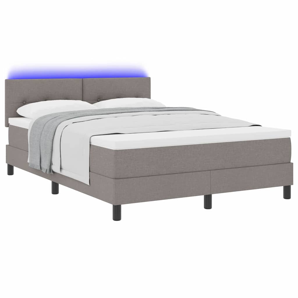 vidaXL Κρεβάτι με ελατήρια με κεφαλάρι Taupe 140 x 190 cm ύφασμα