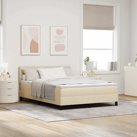 vidaXL Κρεβάτι με ελατήρια με κεφαλάρι Κρεμ 140 x 190 cm ύφασμα