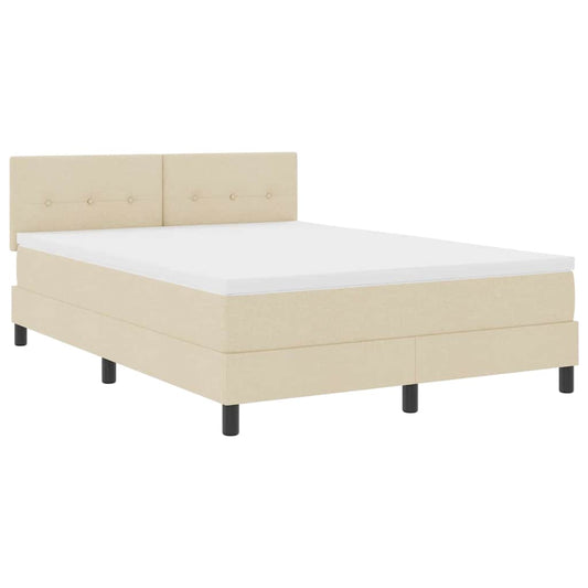 vidaXL Κρεβάτι με ελατήρια με κεφαλάρι Κρεμ 140 x 190 cm ύφασμα