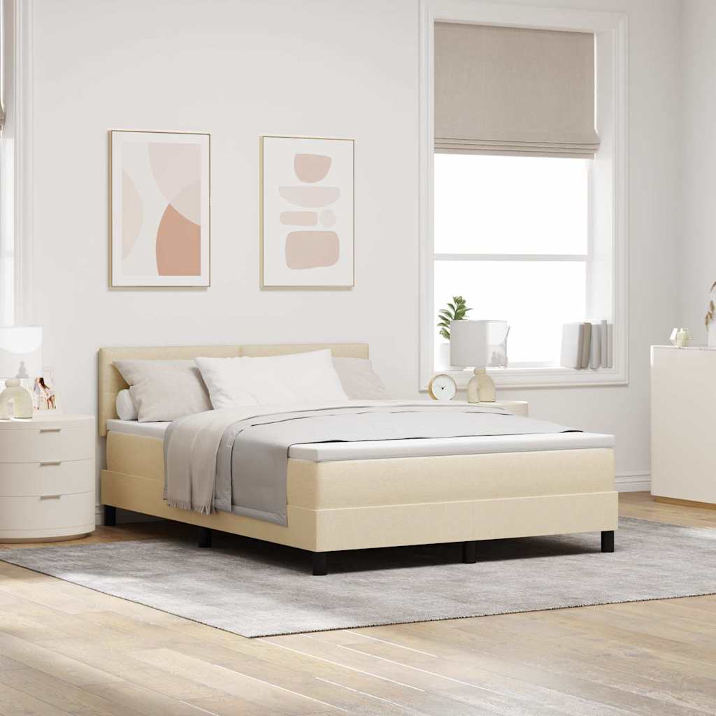 vidaXL Κρεβάτι με ελατήρια με κεφαλάρι Κρεμ 140 x 200 cm ύφασμα