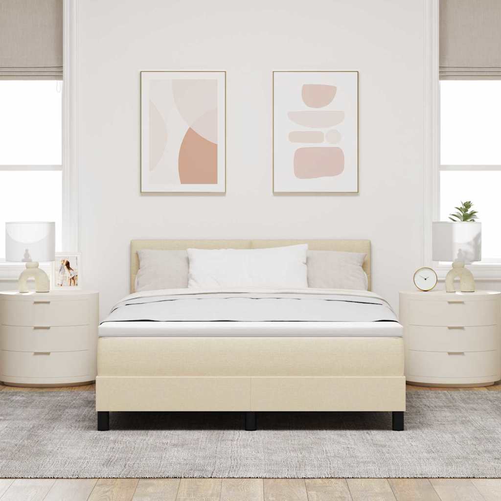 vidaXL Κρεβάτι με ελατήρια με κεφαλάρι Κρεμ 140 x 200 cm ύφασμα
